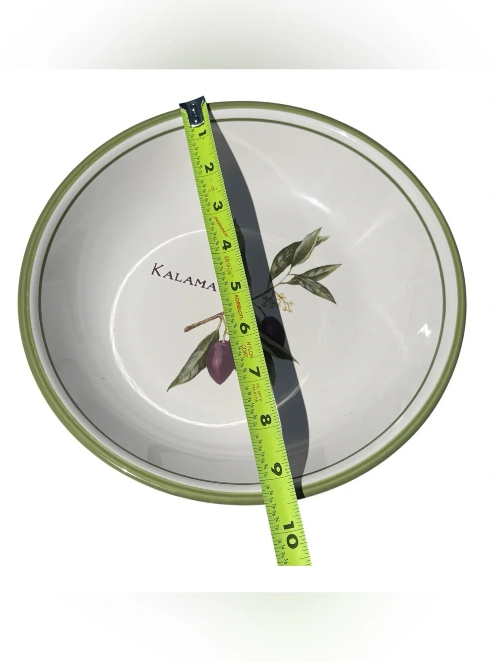 Williams Sonoma Olive Grove Kalamata Olive Serving Bowl Portugal Green Rim 9.5”
